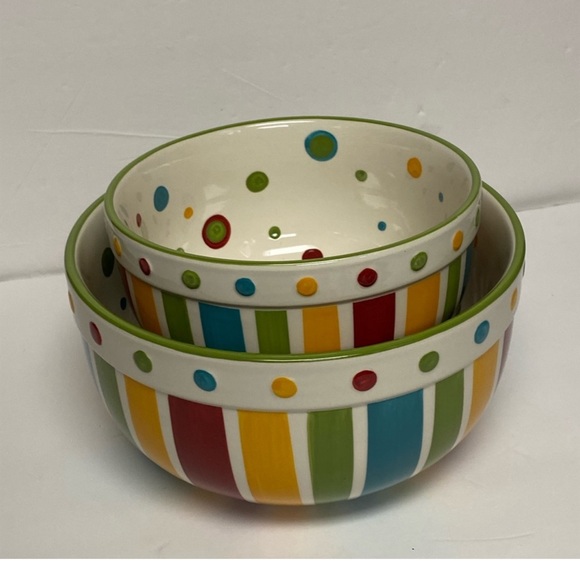 Celebrating Home colorful dots and stripes Mixing Bowls - Picture 2 of 5